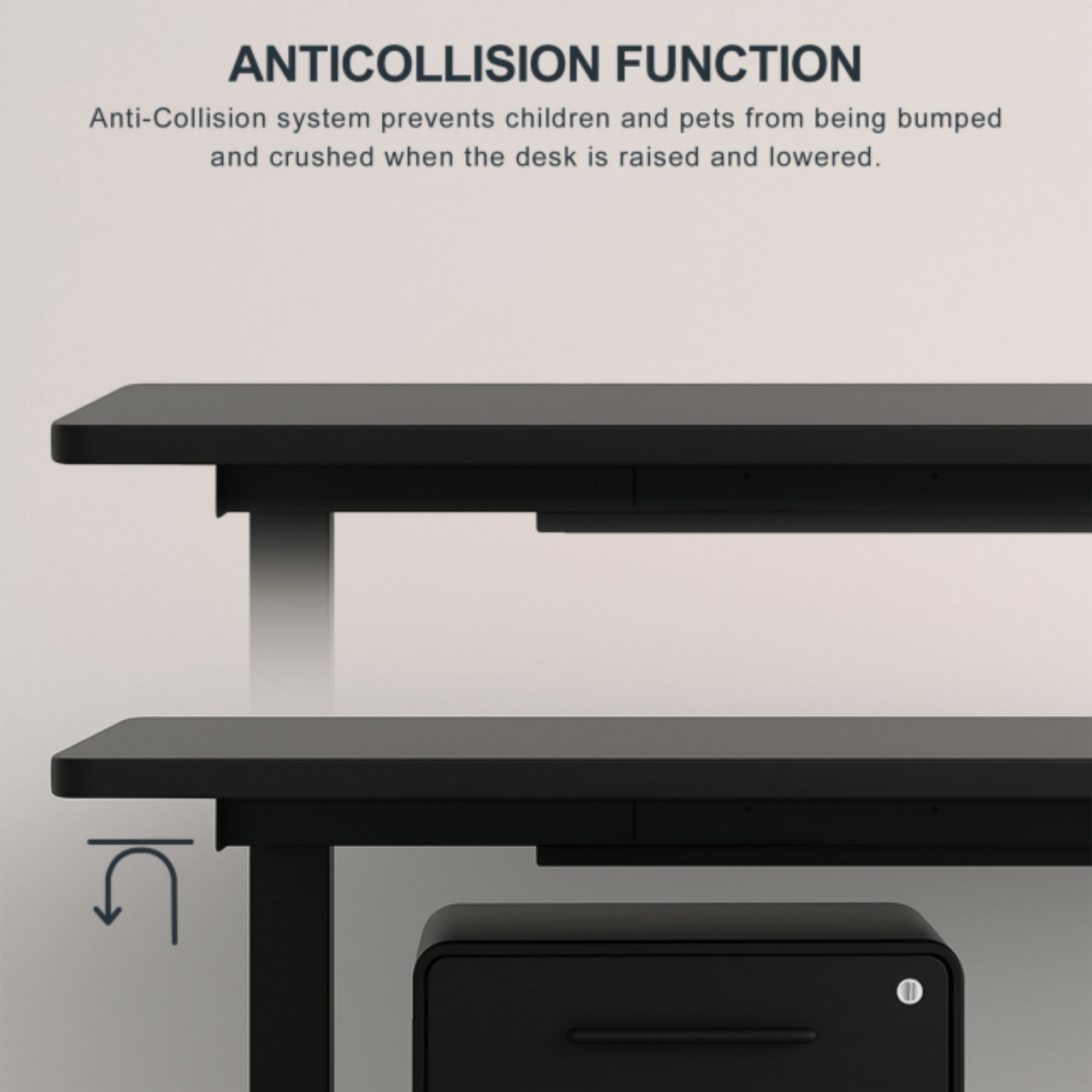 GARITIN 55-Inch Electric Standing Desk, Whole Piece Height Adjustable Sit Stand Desk with Motor Lift System, 28.7 to 46.4 Inch Height Range, Home Office Computer Workstation, Black