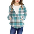 thumbnail image 2 of SGFCWSX Girls Hooded Sweatshirts Kids Full Zip Hoodie Plaid Long Sleeve Sweatshirt Jacket Sky Blue Size 11 Years, 2 of 6