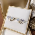 thumbnail image 4 of Lymphatic Earrings for Women Dainty Flower Pearl Hoop Fashion Jewelry Silver Gift 3 Pairs, 4 of 4