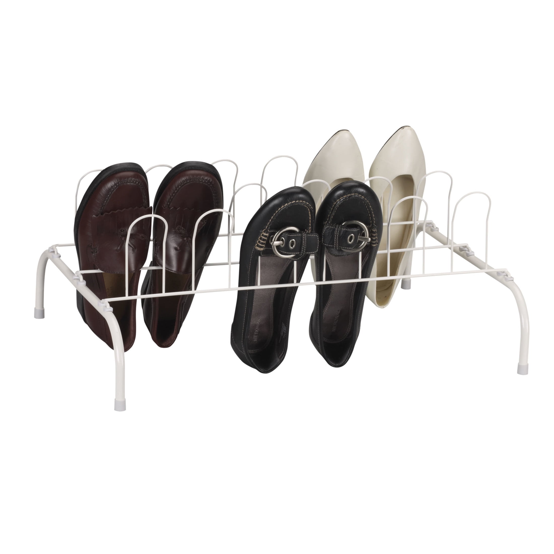 Household Essentials 9-Pair Metal Wire Shoe Rack, White/Off-White