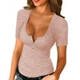 thumbnail image 1 of T-Shirt Basique à Coupe Basse pour Femmes, Ajusté et Ajusté, 1 of 3