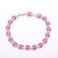 thumbnail image 3 of Pink Rubellite Tourmaline & CZ 925 Sterling Silver Tennis Bracelet 7.99" B73626, New Year Sale, Valentin's Day Gift, 3 of 4