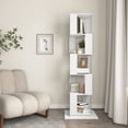 thumbnail image 5 of DUOSONG 5 Tier Rotating Bookshelf, Floor Rack Simple Bookcase With Acrylic Plate Student Multi-Function Creative Bookshelf For Living Room With Anti-Toppling Base White Particle Board Display,, 5 of 22