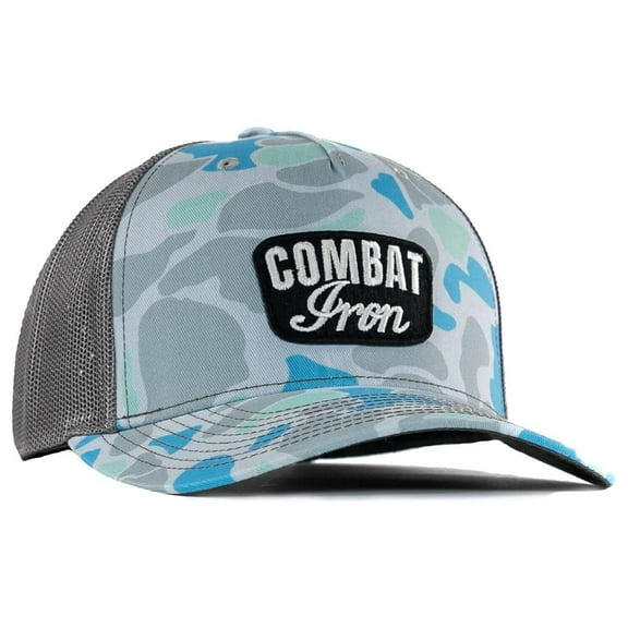 Combat Iron Saltwater Duck Camo Snapback Hat – Breathable, Durable & Adjustable Fit, Gray