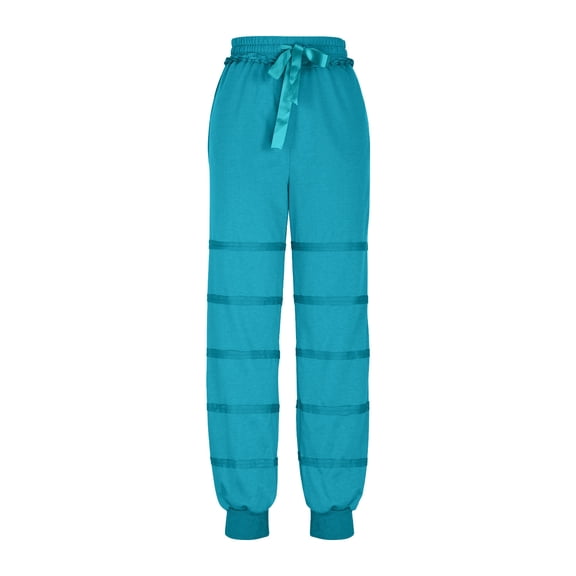 AUNVITO Women's Elastic Waist Comfortable Pocket Trousers with Secure Hem Design - Summer Casual Daily Pants for Women
