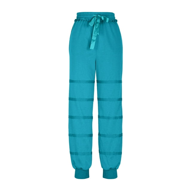 KIHOUT Womens Drawstring Sweatpants Striped Comfortable Stretch Baggy Trousers Jogger