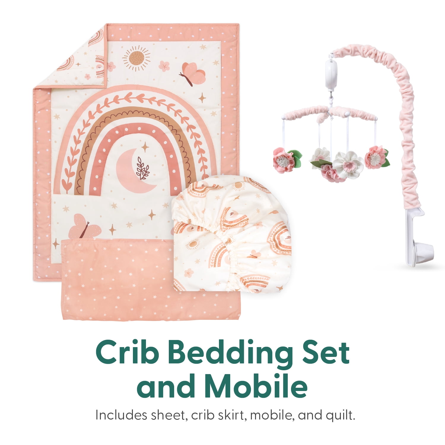 The Peanutshell Crib Bedding, Under the Stars Baby Crib Bedding Set & Stuffie Plush Toy, 4-Piece Set