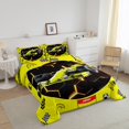 thumbnail image 3 of YST Yellow Race Car Comforter Set Queen Neon Honeycomb Racing Car Games Bedding Set For Kids Boys Teen,Racing Helmet Wheel Checkered Flag Bed Comforter Set Soft Lightweight Reversible Black, 3 of 6