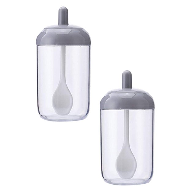 Oleegame 2PC Spice Dispenser Mini Containers Plastic Kitchen PP Condiment Containers With Lids Jars Seasonings Container Set For Storage Gray