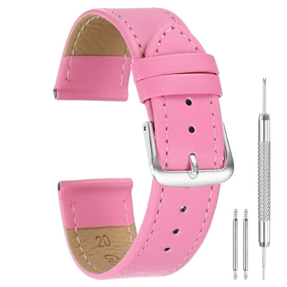 Uxcell PU Leather Watch Bands 20mm Leather Quick Release Watch Strap Replacement Wristwatch Straps with Stainless Steel Buckle for Men Women, Pink