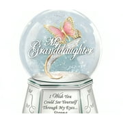 The Bradford Exchange See Yourself Through Granddaughter Mirrored Musical Butterfly Glitter Globe Shimmers Silvery & Hexagonal Base Meaningful Gift 6-inches