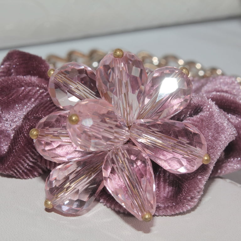 Pink Rhinestone Crystal Floral Ponytail Holder Elastic Hair Tie Women Amazon.com : 4 PCS HINZIC Pearl Crystal Hair Elastic Ties  main image 4