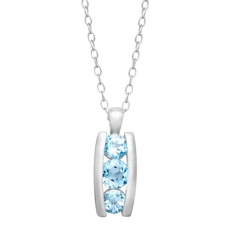 2 1/8 ct Natural Sky Blue Topaz Pendant Necklace in Sterling Silver-Plated Brass