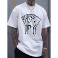 thumbnail image 1 of Camiseta informal de manga corta para hombre con estampado de naipes derretidos para verano, camiseta deportiva de ocio, 1 of 5