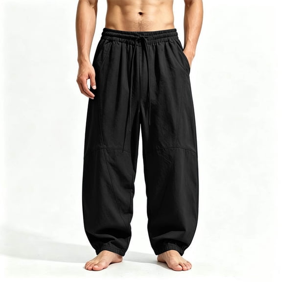 Mifsaly Mens Baggy Sweatpants Wide Leg Lounge Pants Elastic Waist Drawstring Casual Athletic Joggers Comfortable Oversized Streetwear Workout Track Pants with Pockets Black,XXL