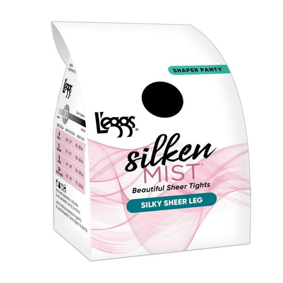 L'eggs Silken Mist Sheer Shaper Tights, Jet Black, B (Medium)