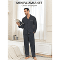 thumbnail image 2 of MAYFISH Men's 100% Cotton Pajamas Sets Pajamas for Men Long Sleeve Sleepwear Set with Pockets and Button Down S-XL(Dark Gray M), 2 of 5