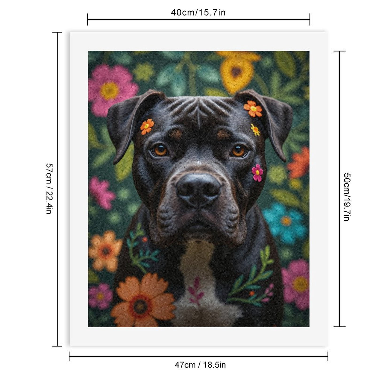 Paint By Numbers Kit for Adults Beginner - DIY Dog Floral Portrait Art Vibrant Background Canvas Painting Kits for Adults, Frameless Paint By Number for Adults for Home Wall Decor 16x20 Inch