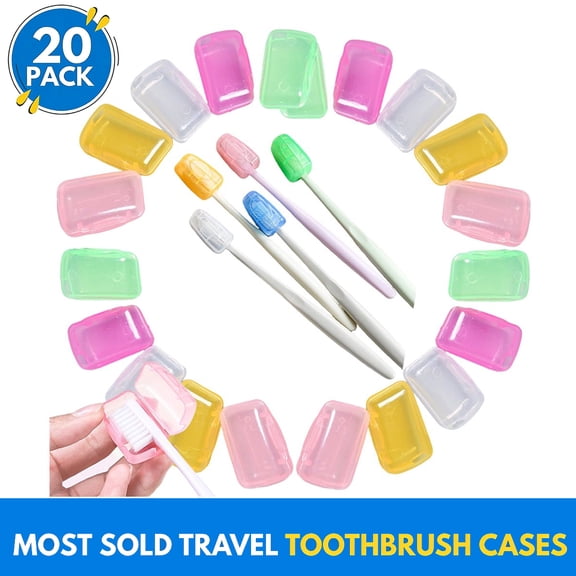USIONE 20 Pack Travel Toothbrush Head Covers, Portable Toothbrush Pod Caps Case Protector for Home and Outdoor