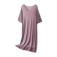 thumbnail image 5 of Sakmal Women Moomoo Cotton Nightgowns Short Sleeve House Dress Crew Neck Solid Cute Ladies Nightgown 3XL, 5 of 5