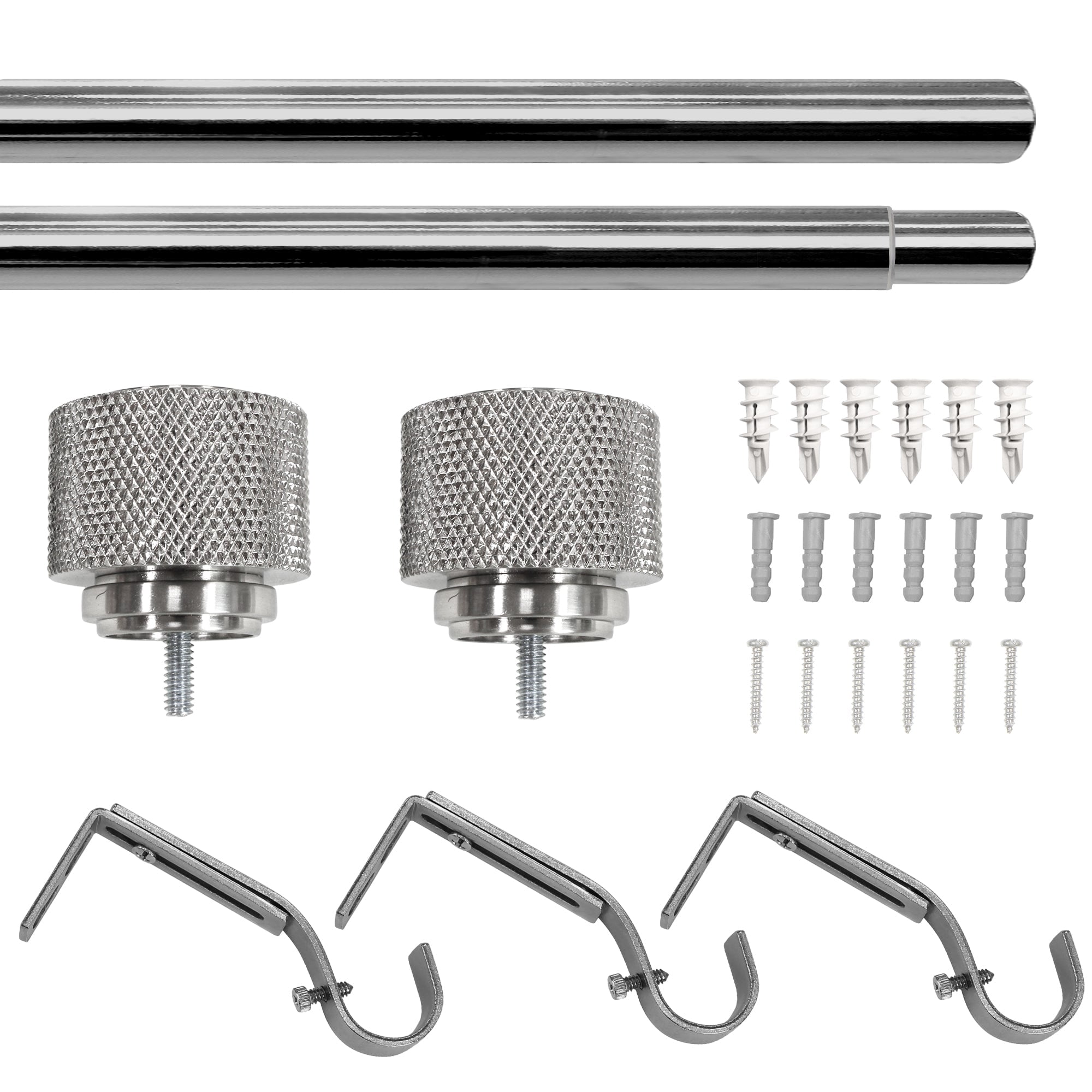 Better Homes & Gardens 1" Satin Nickel Knurled Cylinder Curtain Rod, 42-120"
