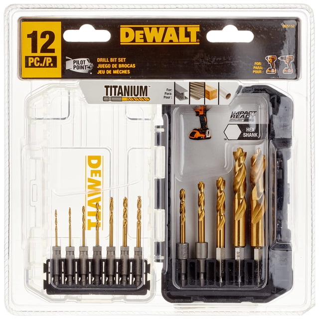 Juego de brocas DEWALT Titanium Impact Ready para metal, 12 piezas