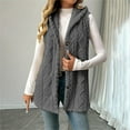 thumbnail image 2 of Breezora Womens Reversible Hooded Vest Button Up Lightweight Warm Fall Winter Outerwear M Size Grey, 2 of 6