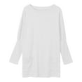 thumbnail image 5 of YEJIMAN Long Sleeve T-shirt, White T-Shirts For Women, Women's Round Neck Long Sleeve Tops Plus Size Shirts Lightweight Sweatshirts Loose Casual Tunic with Pockets Blouses, Big & Tall, 5 of 6