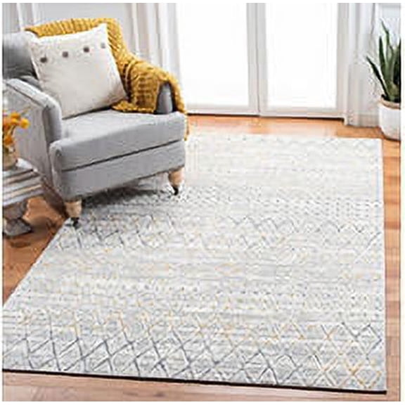 Martha Stewart Juan 5.3' x 7.7' Area Rug, Cinder Grey / Canary
