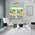 thumbnail image 4 of Summer Lemon Kitchen Curtains Sets for Windows 24 Inch Length, Spring Bees Turquoise Plaid Rod Pocket Window Treatments Tier Curtains and Valances Set for Bedroom/Bathroom, 4 of 8