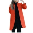 thumbnail image 4 of (clearance)IDALL Light Jackets for Wome Jackets for Women Artificial Wool Coat Trench Jacket Warm Soft Coat Long Overcoat Button Solid Coat Winter Jackets Plus Size Outerwear Orange 2xl, 4 of 5