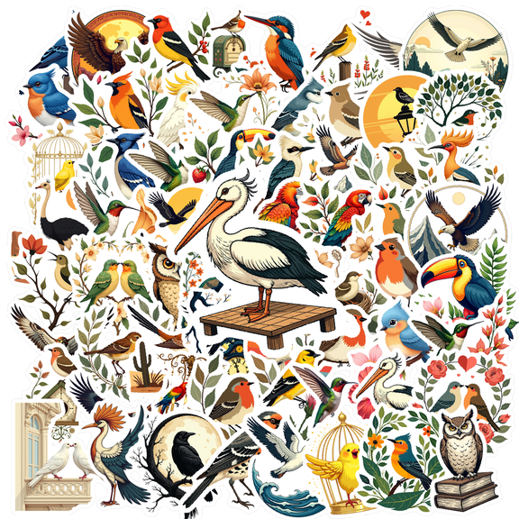 Realistic Bird Theme Stickers, Waterproof Bird Theme Sticker for Water Bottle Laptop Phone Cases Planner Skateboard Luggage Helmet Party Favor Decor, Ideal for Adults Teens Teacher Rewards