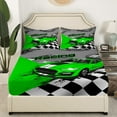 thumbnail image 3 of Erosebridal Fluorescent Green Sports Car Bed Sheets Race Car Fitted Sheet Extreme Cool Automobile Bedding Set 3 Pieces Teens Youth Racer Car Sports Game Sheets Full, No Top Sheet, 3 of 4