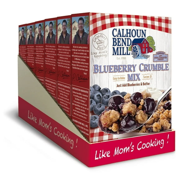 Calhoun Bend Mill Blueberry Crumble Mix 8oz, Southern-Style, Sweet & Crumbly Topping, Pack of 6