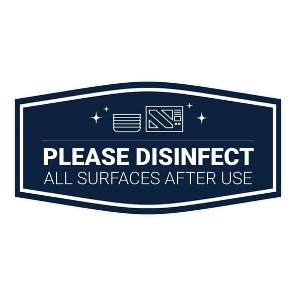 Signs ByLITA Fancy Please Disinfect All Surfaces After Use Sign (Navy Blue / White) - Large