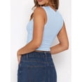thumbnail image 6 of Women Y2K Floral Tank Top Slim Fit Sleeveless Flower Print Crop Top Crew Neck Going Out Vest Blue XL, 6 of 7
