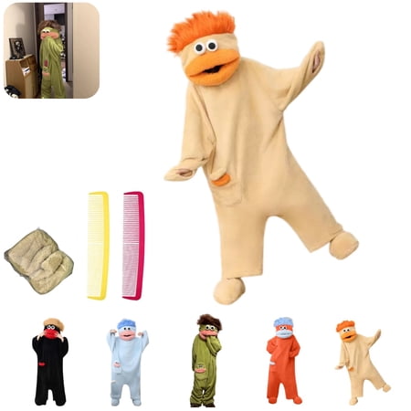 Silly Goofy Onesie for Adults - Frog Onesie Funny Monster Pajamas Fleece Jumpsuit Hooded 2026 Fashion Cozy Relaxed Fit Plush Loungewear with Shoes Included and 2Comb Orange S