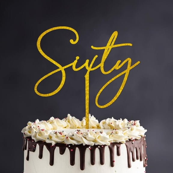 Happy 60th Birthday Cake Insert Topper Reusable Happy Birthday Cake Topper Pick Pastries Cake Decorations for Birthday Celebrations Anniversary Party Decorations Supplies