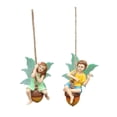 thumbnail image 3 of 2x Estatuas de jardín de hadas colgantes, figuras en miniatura de regalo Cachorros de regalo en la escultura de resina de columpio para el, 3 of 7