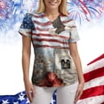 thumbnail image 6 of GEWSEY Women's 4th of July Nurse Scrub Top Patriotic Floral Print Nurse Shirt Plus Size V Neck Short Sleeve Nurse Uniform (Red, 3XL), 6 of 8