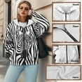 thumbnail image 6 of COEQINE Oversized Women's Hoodie Fashion Full Zipper Sweatshirts Cactus and Flower White Print Long Sleeve Casual Wear Fall Winter Outfits Jacket with Pockets, M, 6 of 7