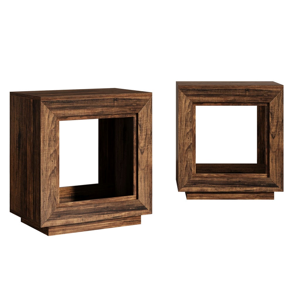 Yardi Yarda Wood End Table, Square Side Table Nightstands with Storage, End Table for Indoor, Brown