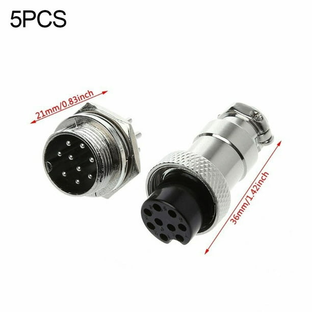5 Pairs/set Male Female Aviation Connector Socket 5 Pairs/set Male Female  Metal Silver Aviation Plug Accessory GX16-9 