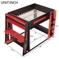 thumbnail image 2 of Mirightone Queen over Queen Bunk Bed with Gaming Desk and Storage Shelves, Wooden Queen Gaming Bunk Bed with LED Light & Charging for Gamer - Black+Red, 2 of 8