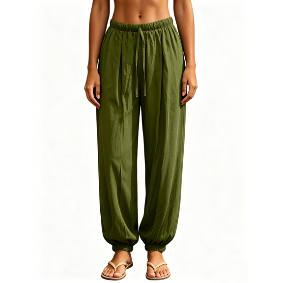 Busydd Linen Pants Women with Elastic Ankles and Drawstring Waist Casual Trendy Solid Color Women's Pants 2XL