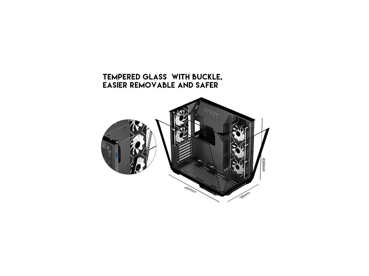 DIYPC ARGBDC800BK ATX Mid Tower Gaming Case and 5 ARGB Fans (Black)
