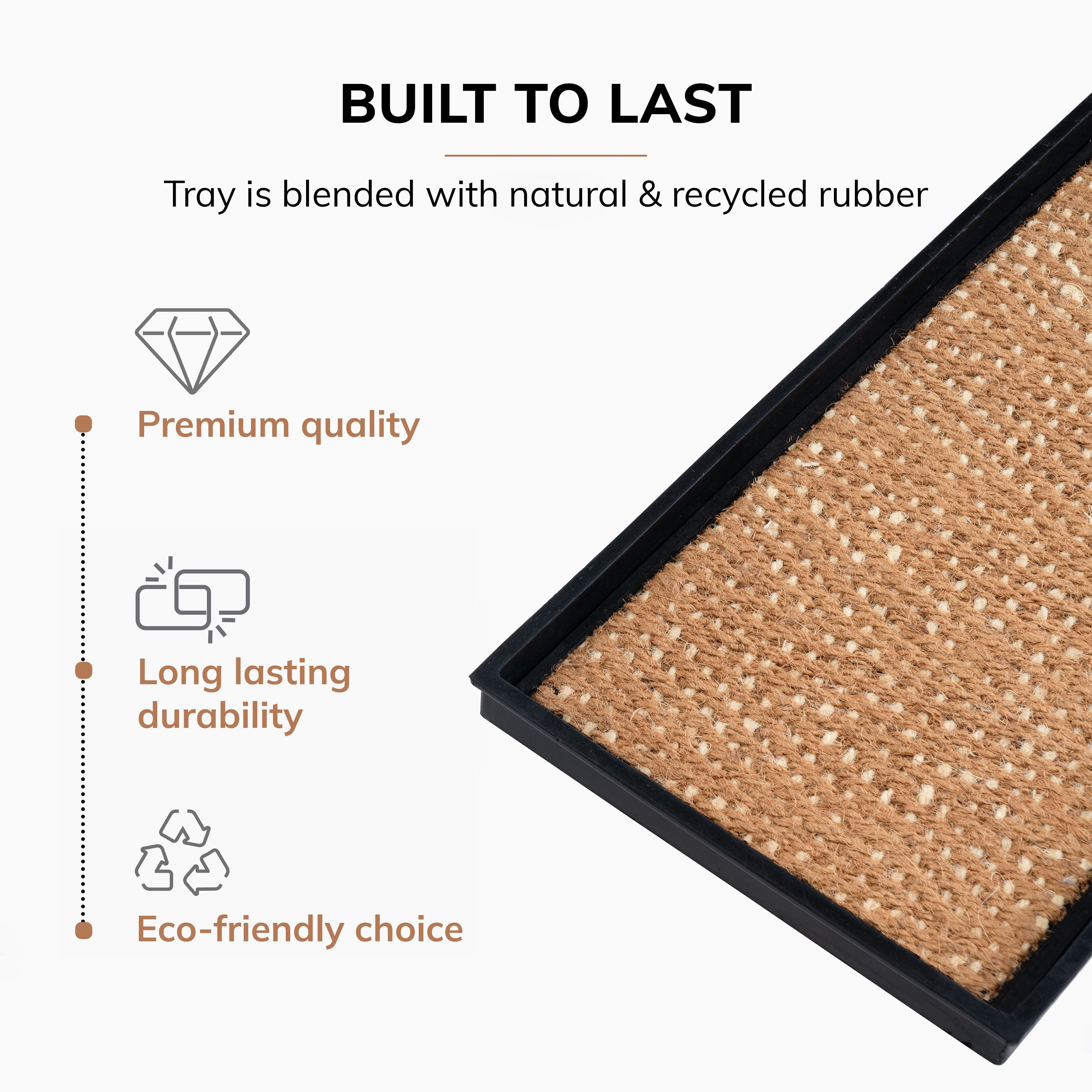 Natural & Recycled Rubber Boot Tray with Tan & Khaki Coir Insert