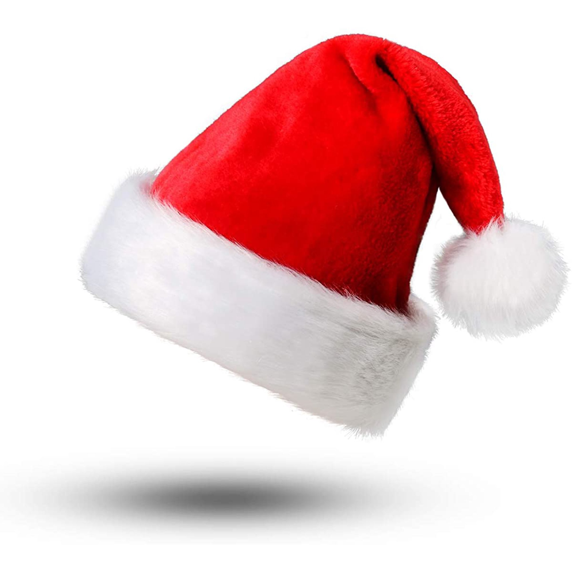Soft Plush Santa Hat Classic Christmas Santa Claus Cap with Double Soft Plush Santa Hat Classic Christmas Santa Claus Cap with Double