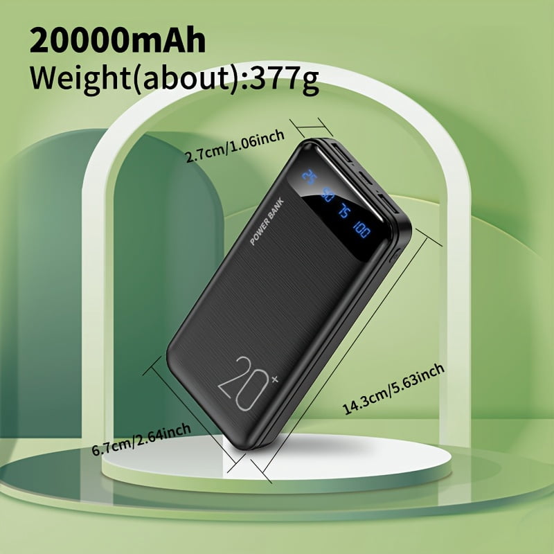 A High-Capacity Portable Power Bank with 10000/20000Mah, Suitable for Iphones And Android Phones, As Well As Tablets, Headphones, And Other Electronic Devices. It Features Dual USB Outputs