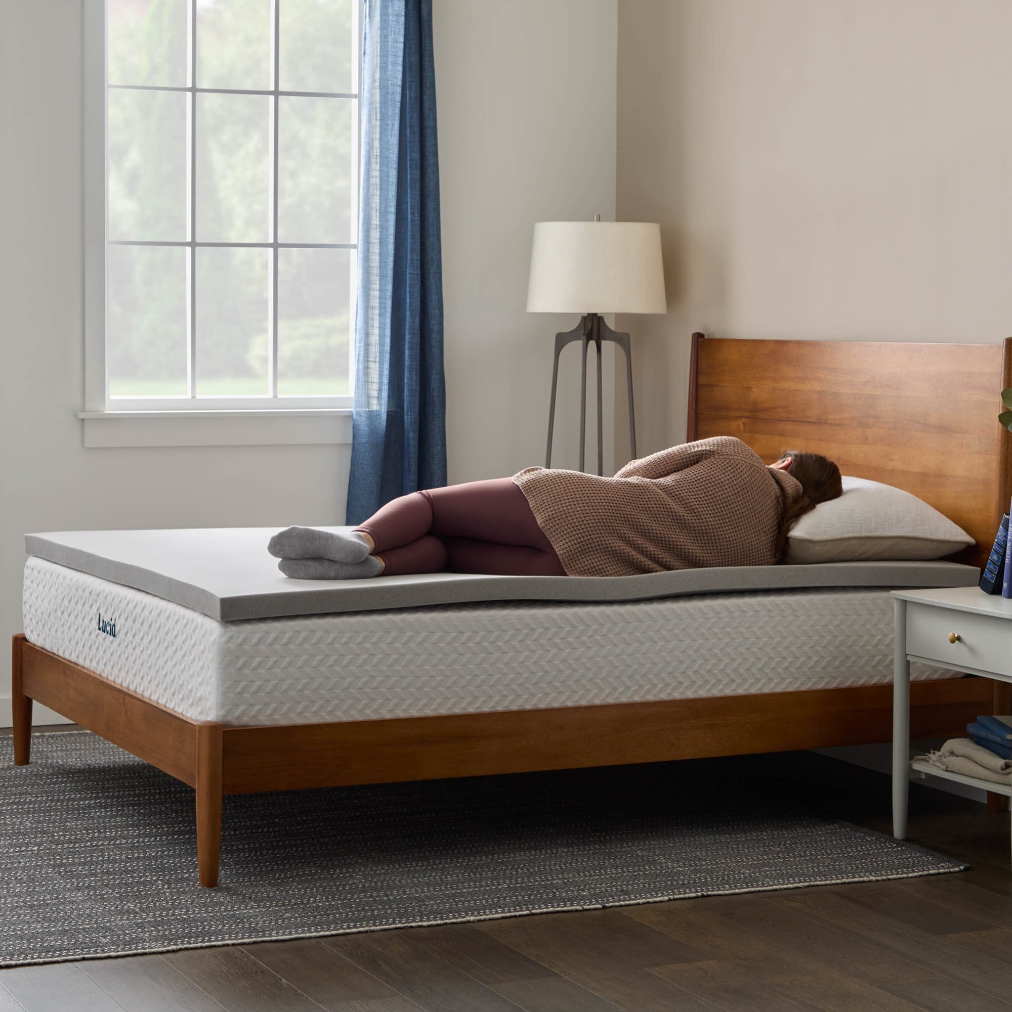 Lucid Charcoal and Gel Covered Memory Foam Mattress Topper, 2 inch, Twin XL